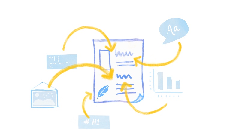 handrawn graphic of literate programming document